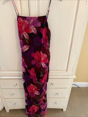Lulus Floral Mesh Maxi Dress | Size Small | Lined | Adjustable Straps